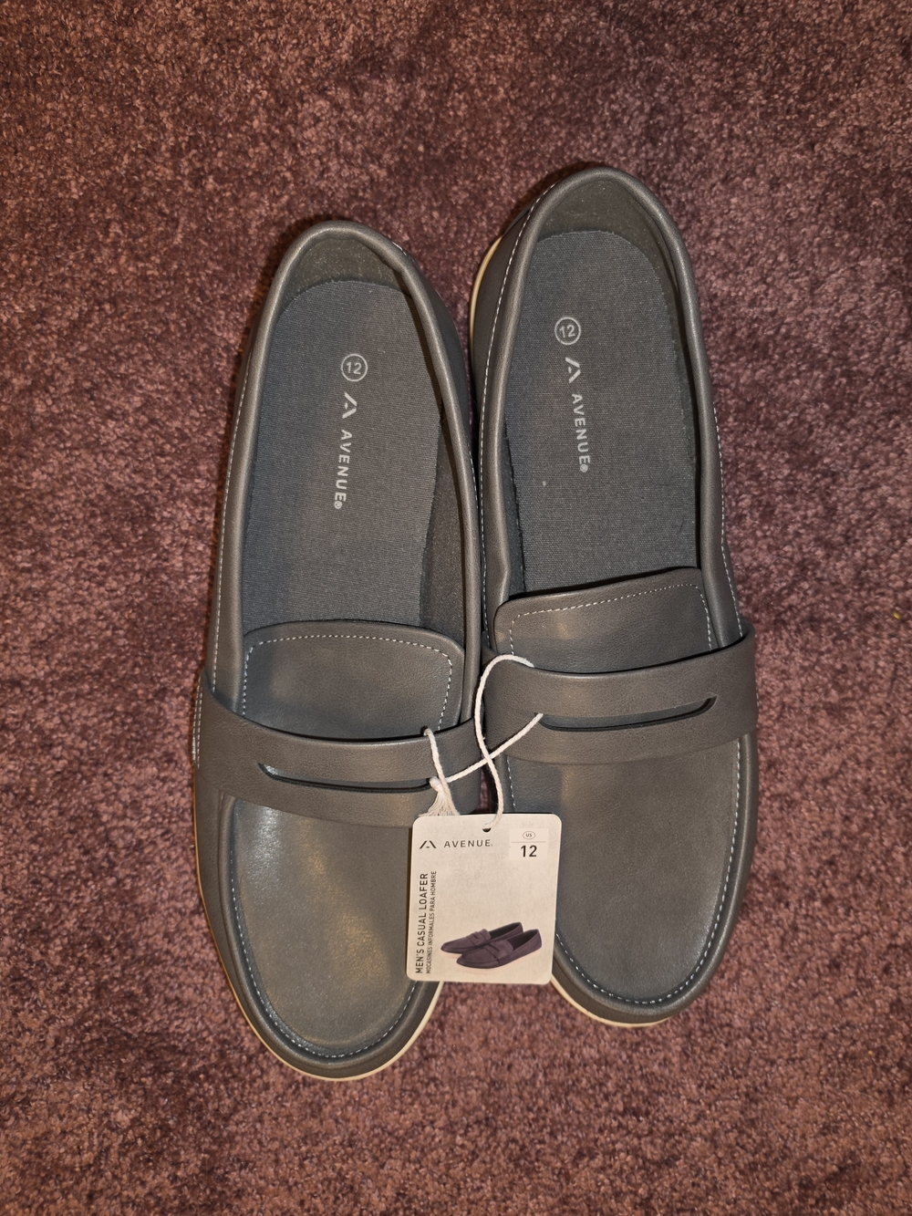 Avenue Men's Charcoal Slip-On Penny Loafers